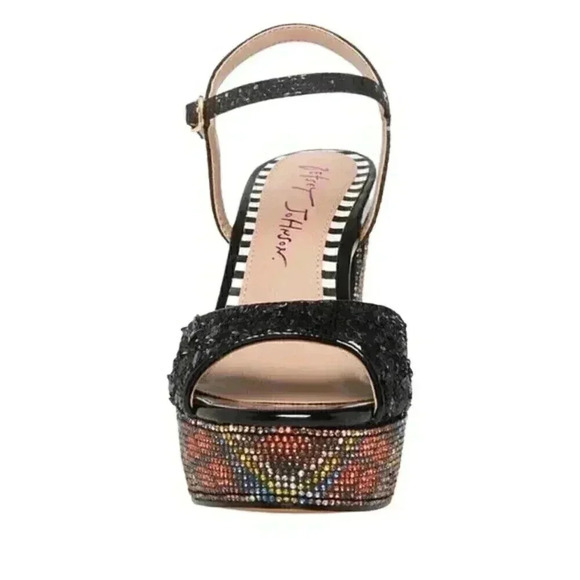 NIB Betsey Johnson ALAIA LEOPARD MULTI Black Sequin Rhinestones Heels - Picture 2 of 5